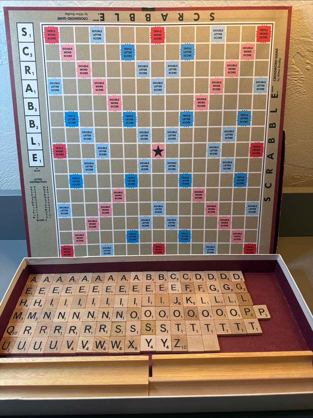 Scrabble Classic Board Game - Beige, Red, Blue - Wooden Tiles